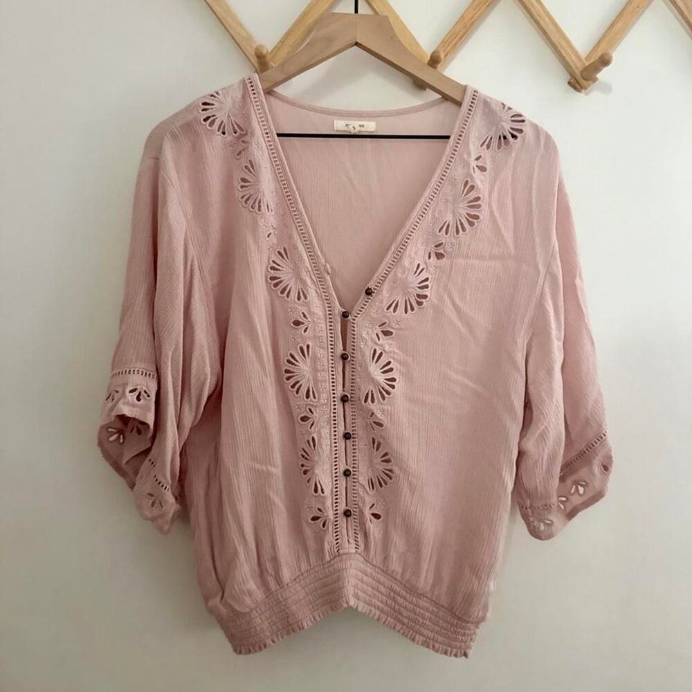 Maurices boho pink blouse with